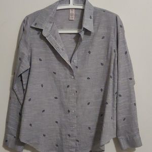 Leaf printed button down shirt